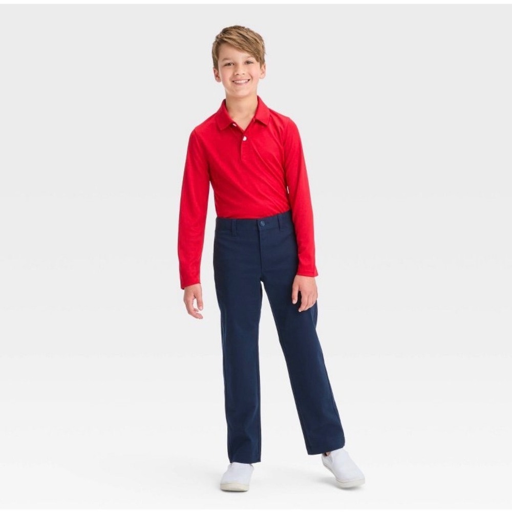 Cat & Jack Boys Navy Blue School Uniform Straight Fit Chino Pants Size 12 NWT